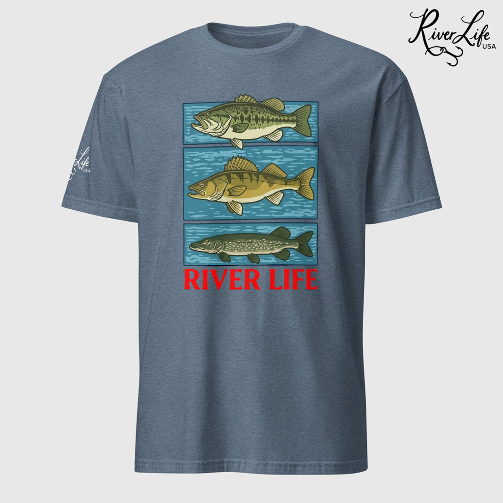 River Fish | Short-Sleeve Unisex T-Shirt-Heather Indigo-River Life USA