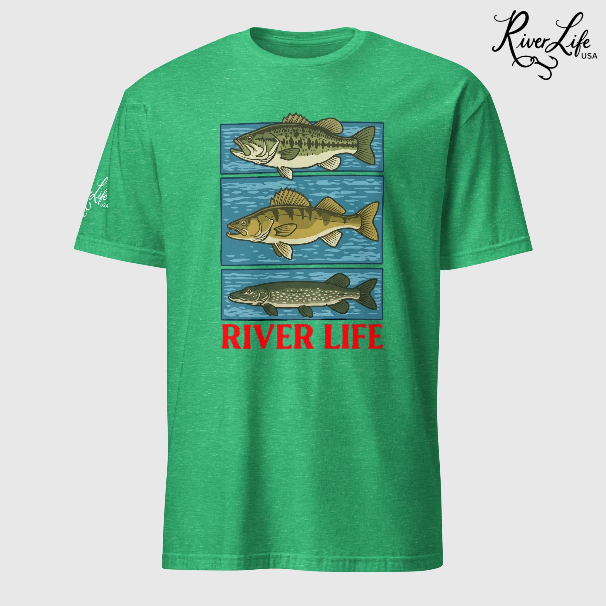 River Fish | Short-Sleeve Unisex T-Shirt-Heather Irish Green-River Life USA