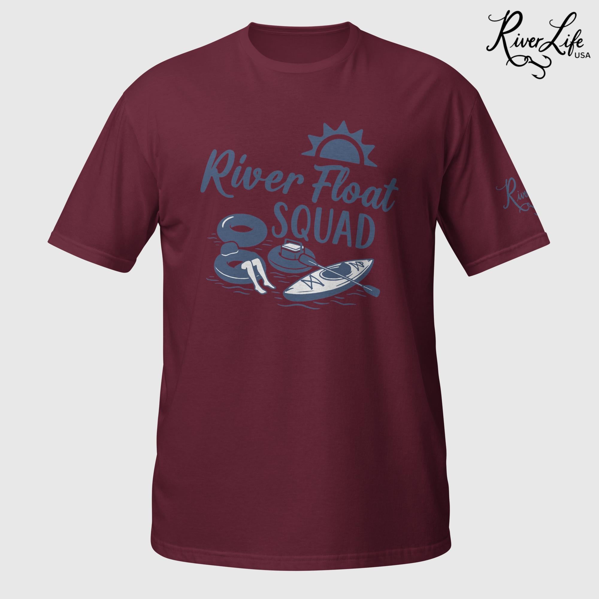 River Float Squad | Short-Sleeve Unisex T-Shirt-Maroon-River Life USA