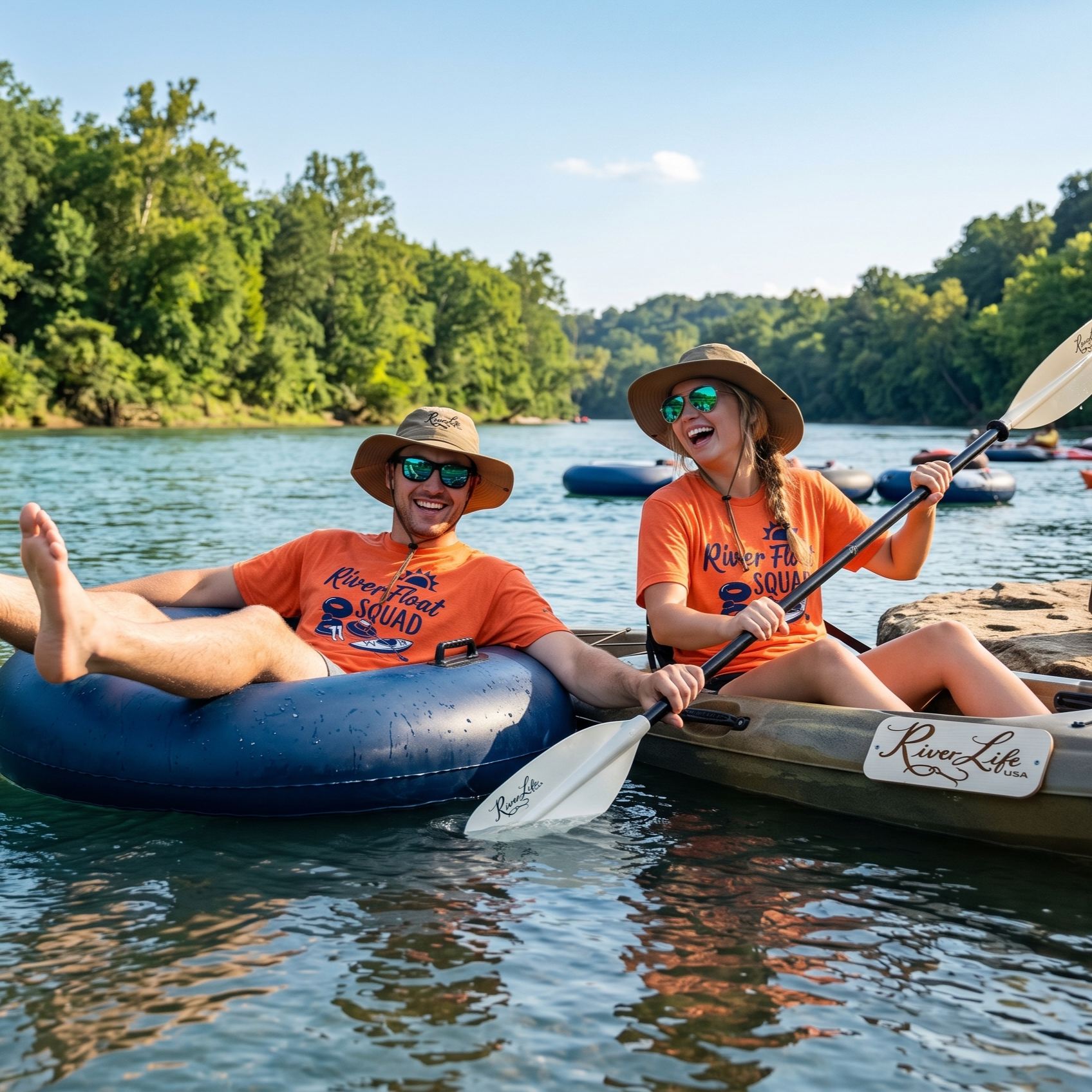 River Float Squad | Short-Sleeve Unisex T-Shirt-Orange-River Life USA