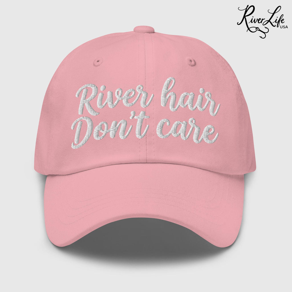 River Hair Don't Care (white embroidery) | Adjustable Dad Hat-Pink-River Life USA