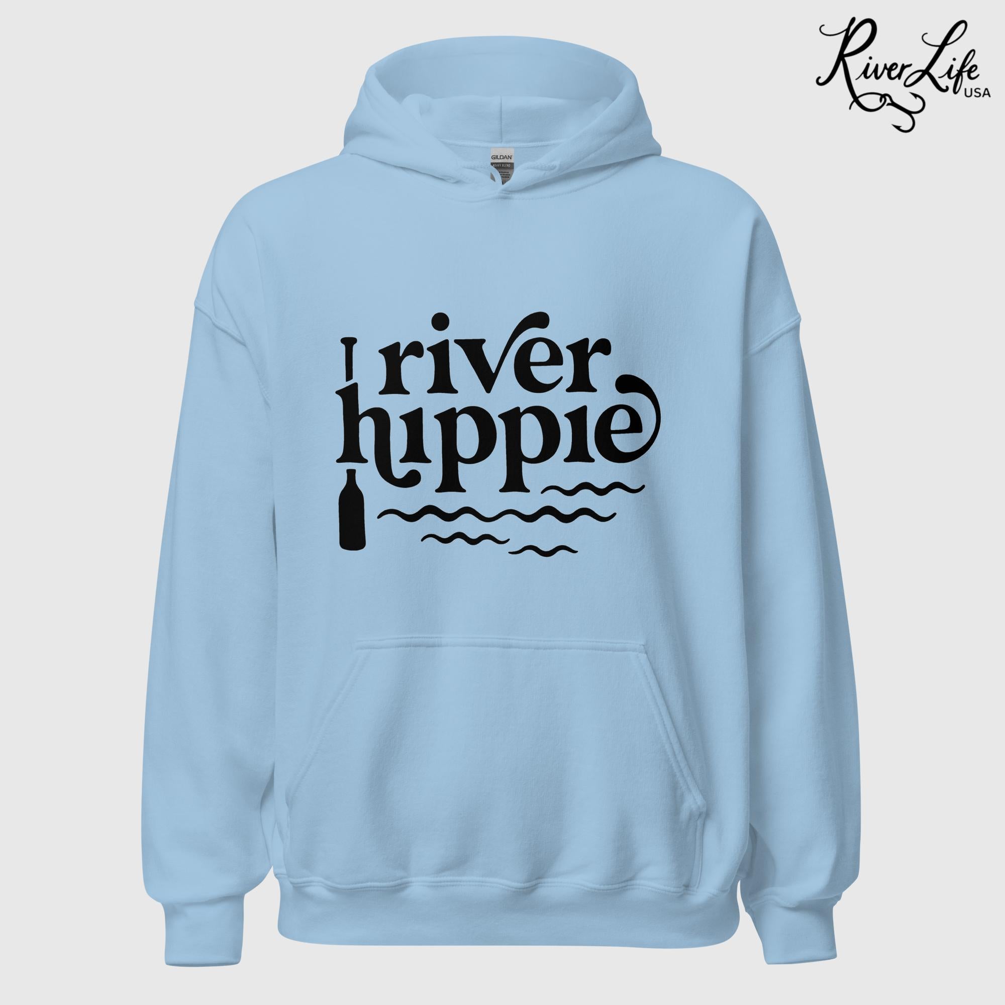 River Hippie | Unisex Pullover Hoodie-Light Blue-River Life USA