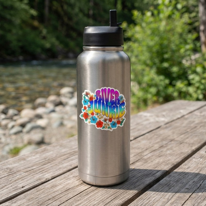 River Junkie | Kiss-cut Vinyl Decals-3″×4″-River Life USA