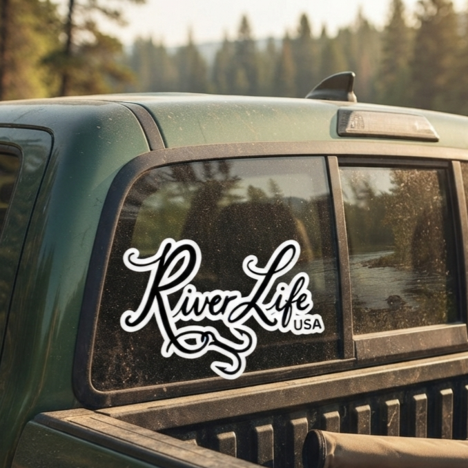 River Life Script Logo | Kiss-cut Vinyl Decals-3″×4″-River Life USA