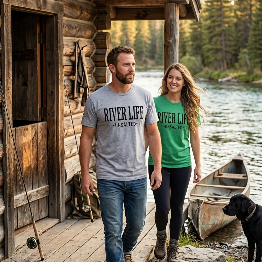 River Life - Unsalted (black print) | Short-Sleeve Unisex T-Shirt-Sport Grey-River Life USA