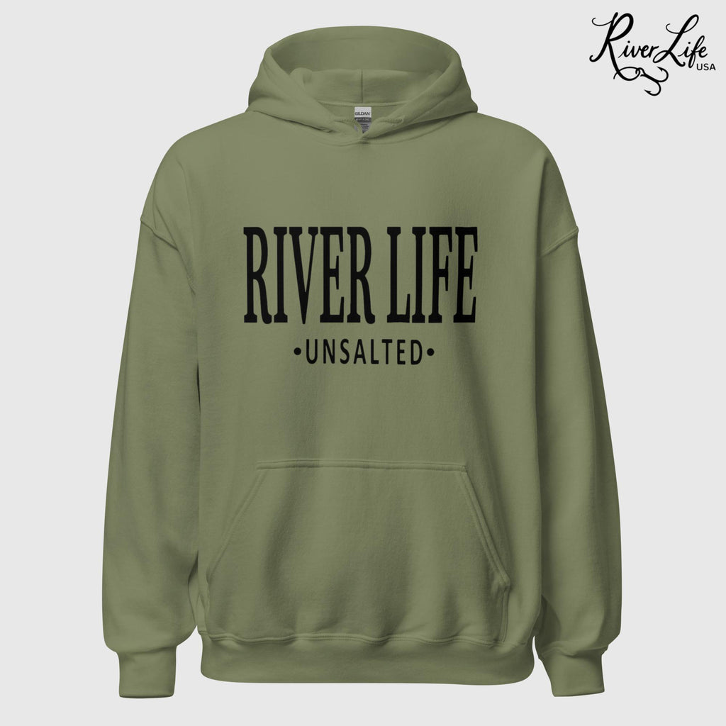 River Life - Unsalted | Unisex Pullover Hoodie-Military Green-River Life USA