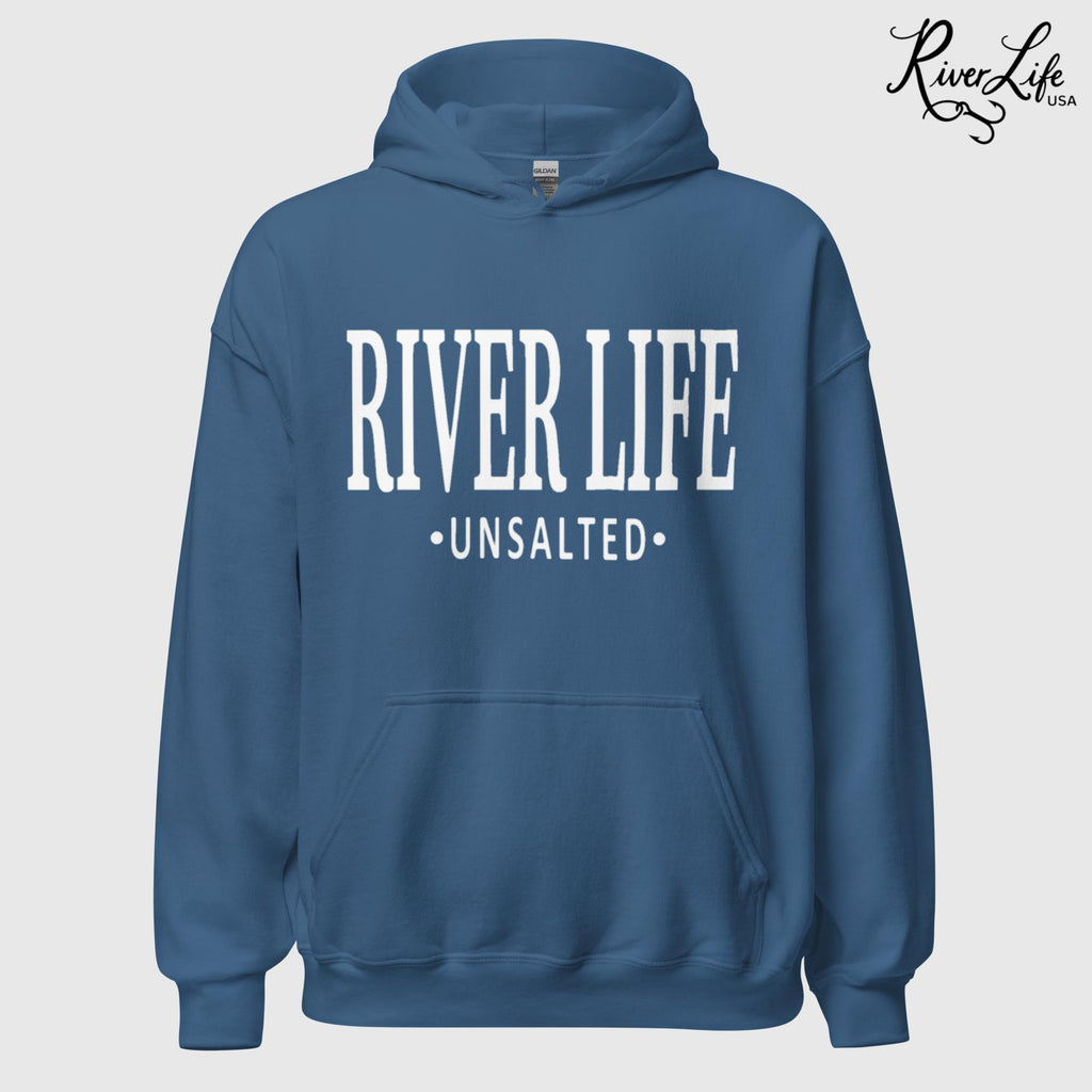 River Life - Unsalted | Unisex Pullover Hoodie-Heather Indigo-River Life USA