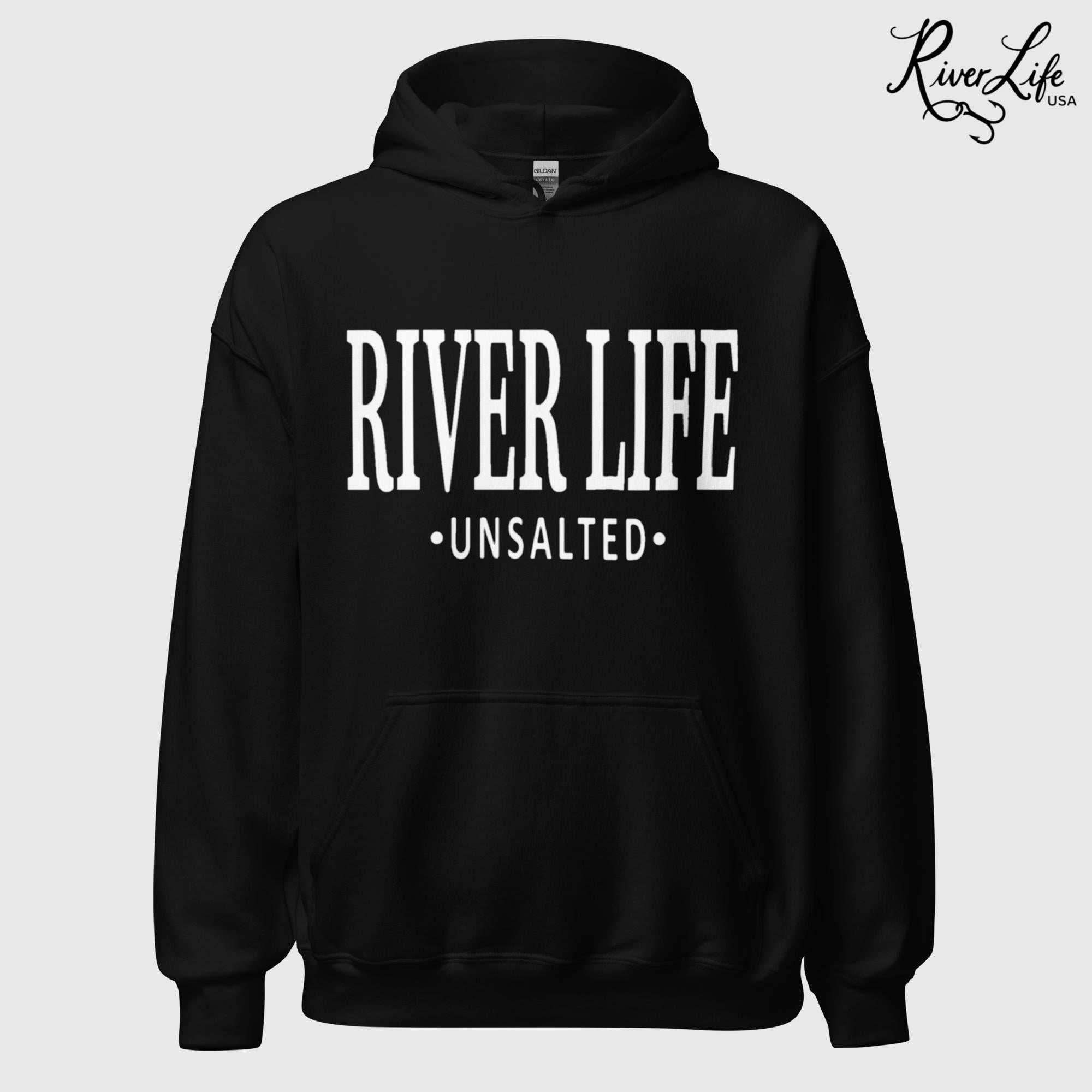 River Life - Unsalted | Unisex Pullover Hoodie-Black-River Life USA