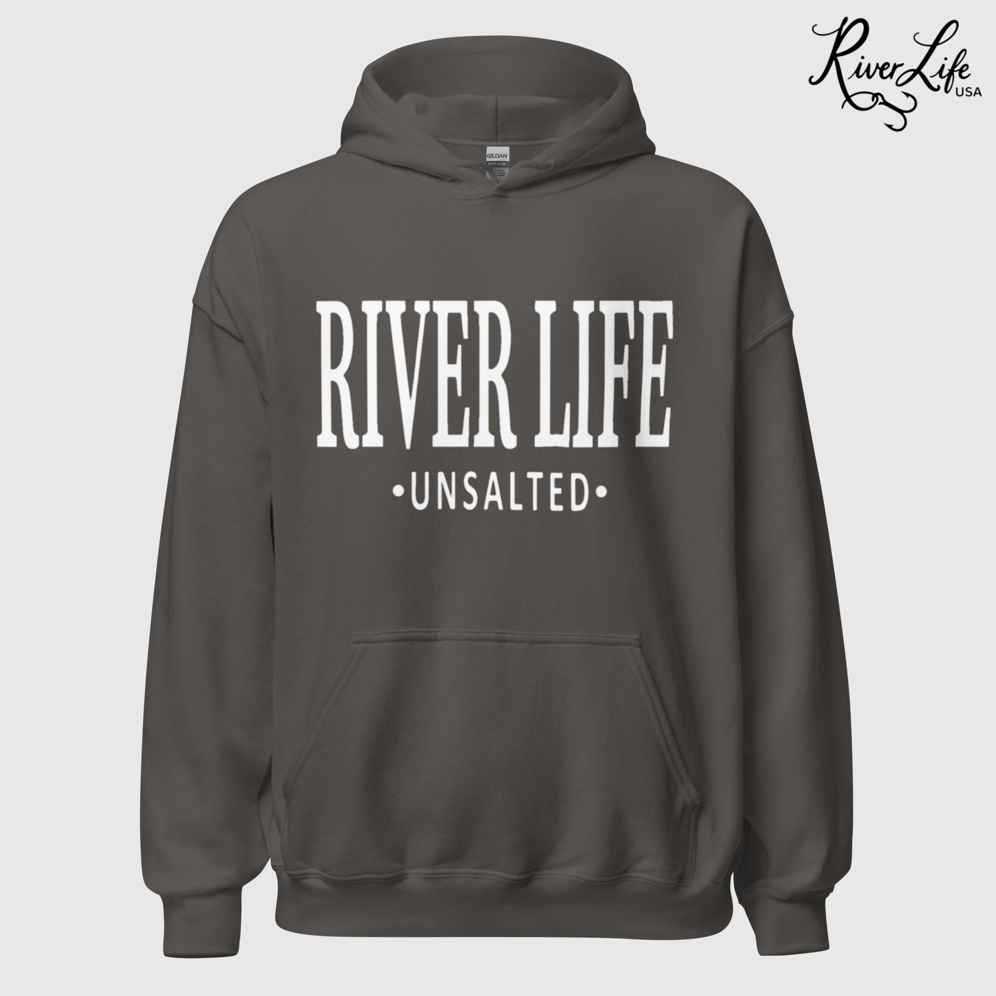 River Life - Unsalted | Unisex Pullover Hoodie-Charcoal-River Life USA