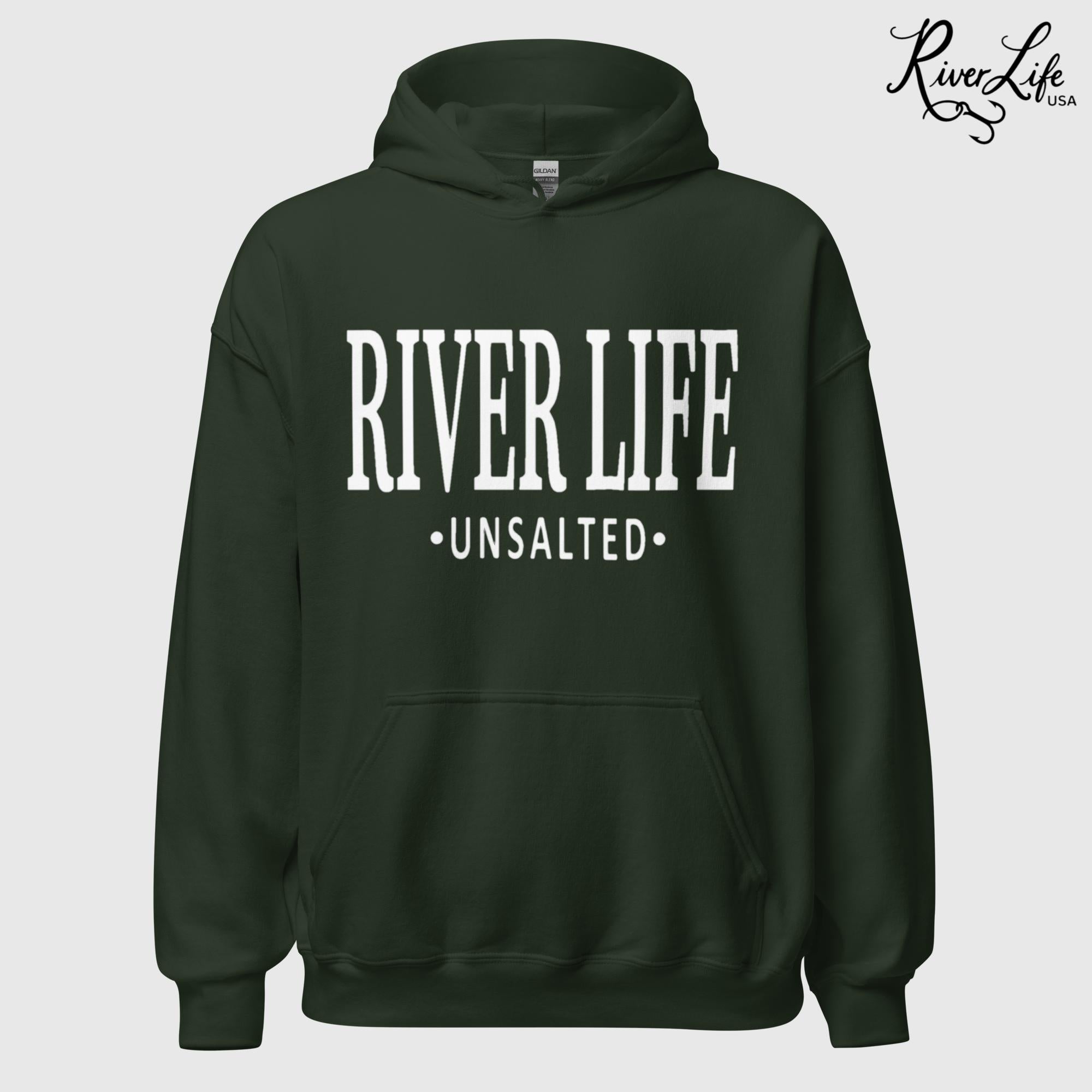 River Life - Unsalted | Unisex Pullover Hoodie-Forest Green-River Life USA