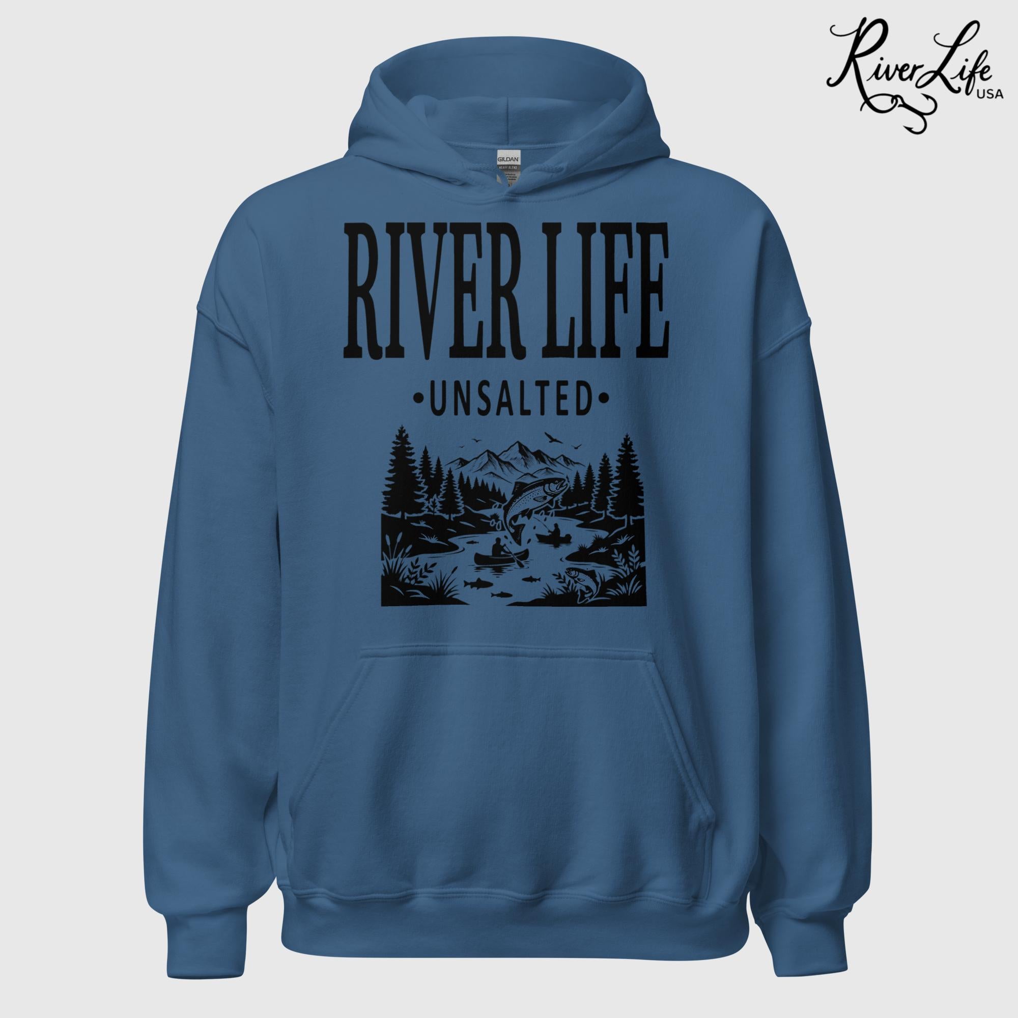 River Life - Unsalted | Unisex Pullover Hoodie-Heather Indigo-River Life USA