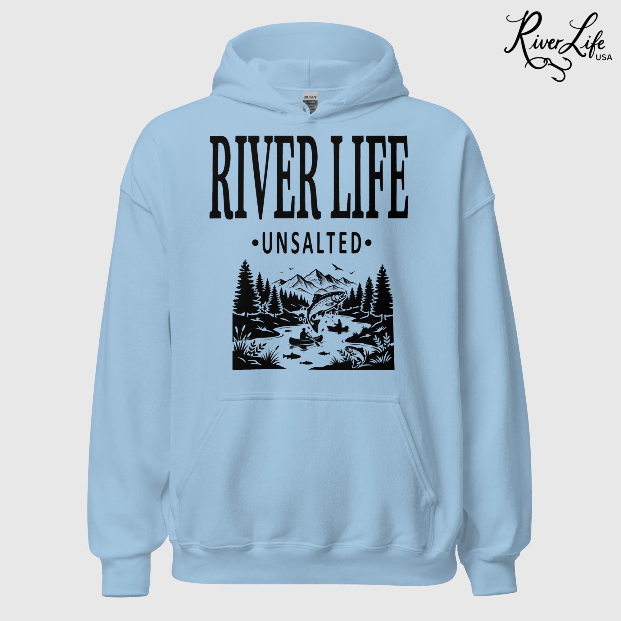 River Life - Unsalted | Unisex Pullover Hoodie-Light Blue-River Life USA