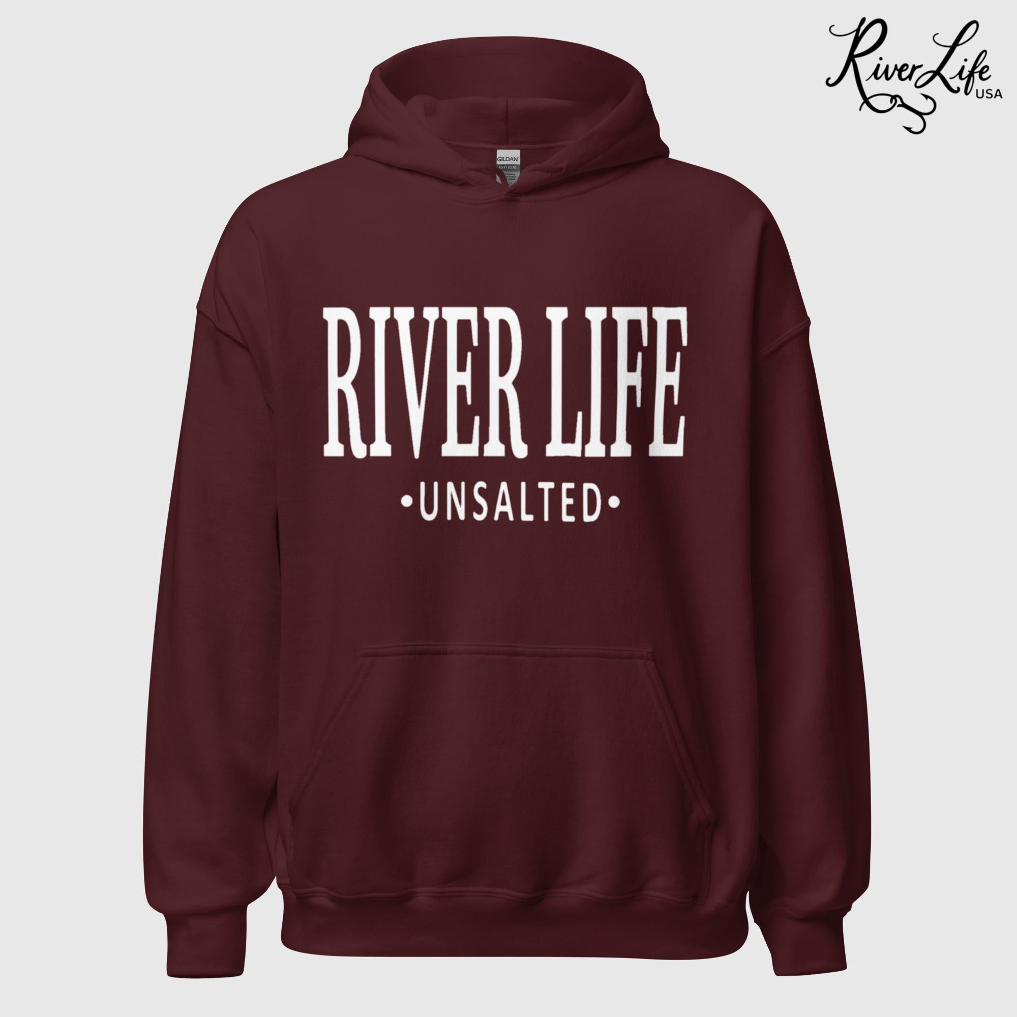 River Life - Unsalted | Unisex Pullover Hoodie-Maroon-River Life USA