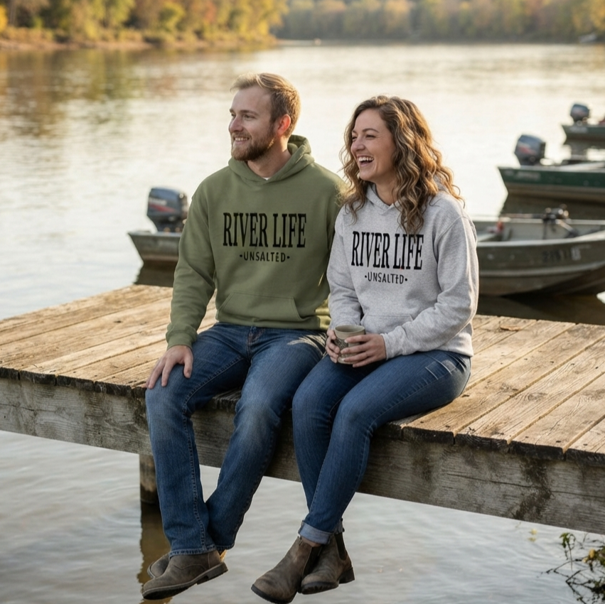River Life - Unsalted | Unisex Pullover Hoodie-Military Green-River Life USA