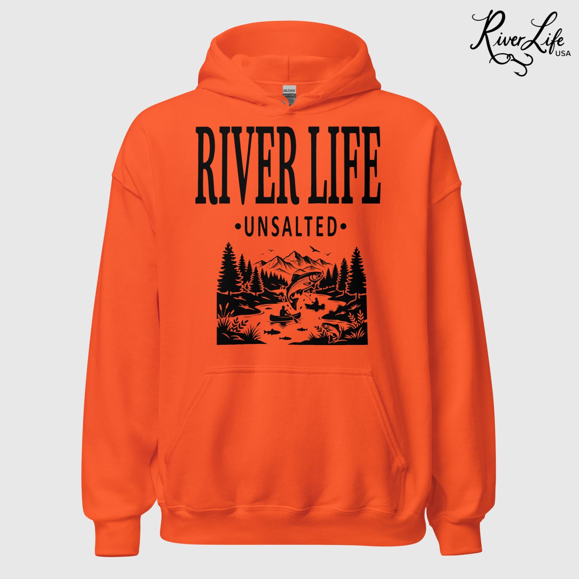 River Life - Unsalted | Unisex Pullover Hoodie-Orange-River Life USA