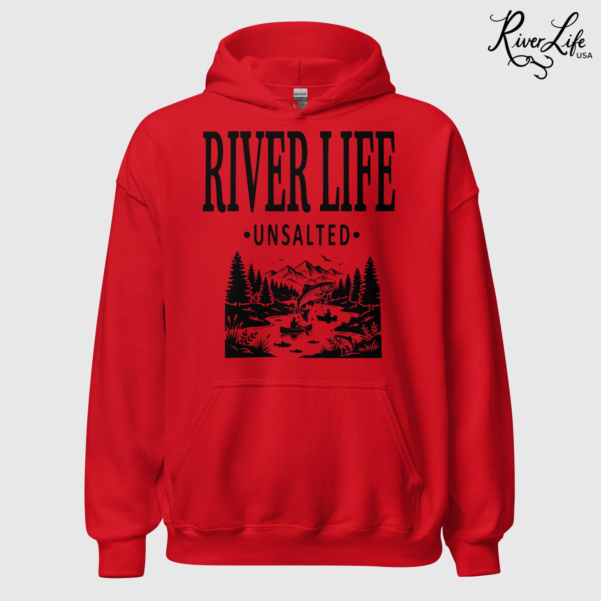 River Life - Unsalted | Unisex Pullover Hoodie-Red-River Life USA