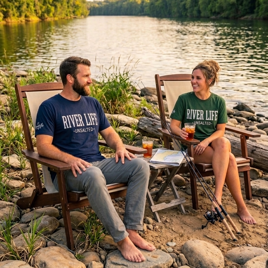 River Life - Unsalted (white print) | Short-Sleeve Unisex T-Shirt-Navy-River Life USA