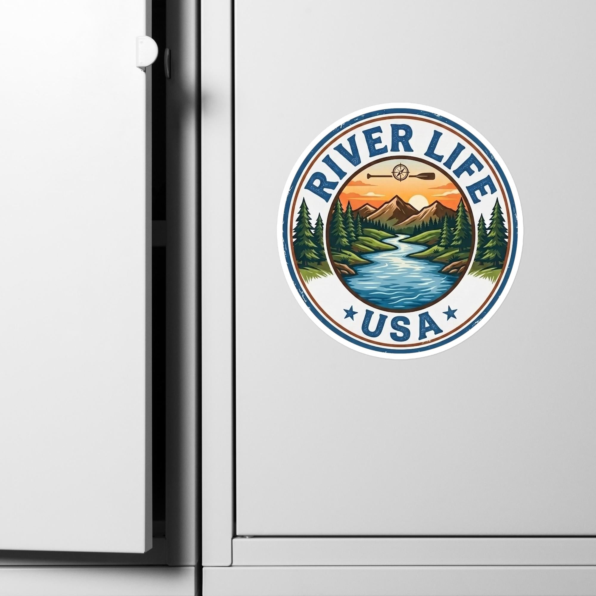 River Life USA Circle Logo | Kiss-cut Vinyl Decals-8″×10″-River Life USA
