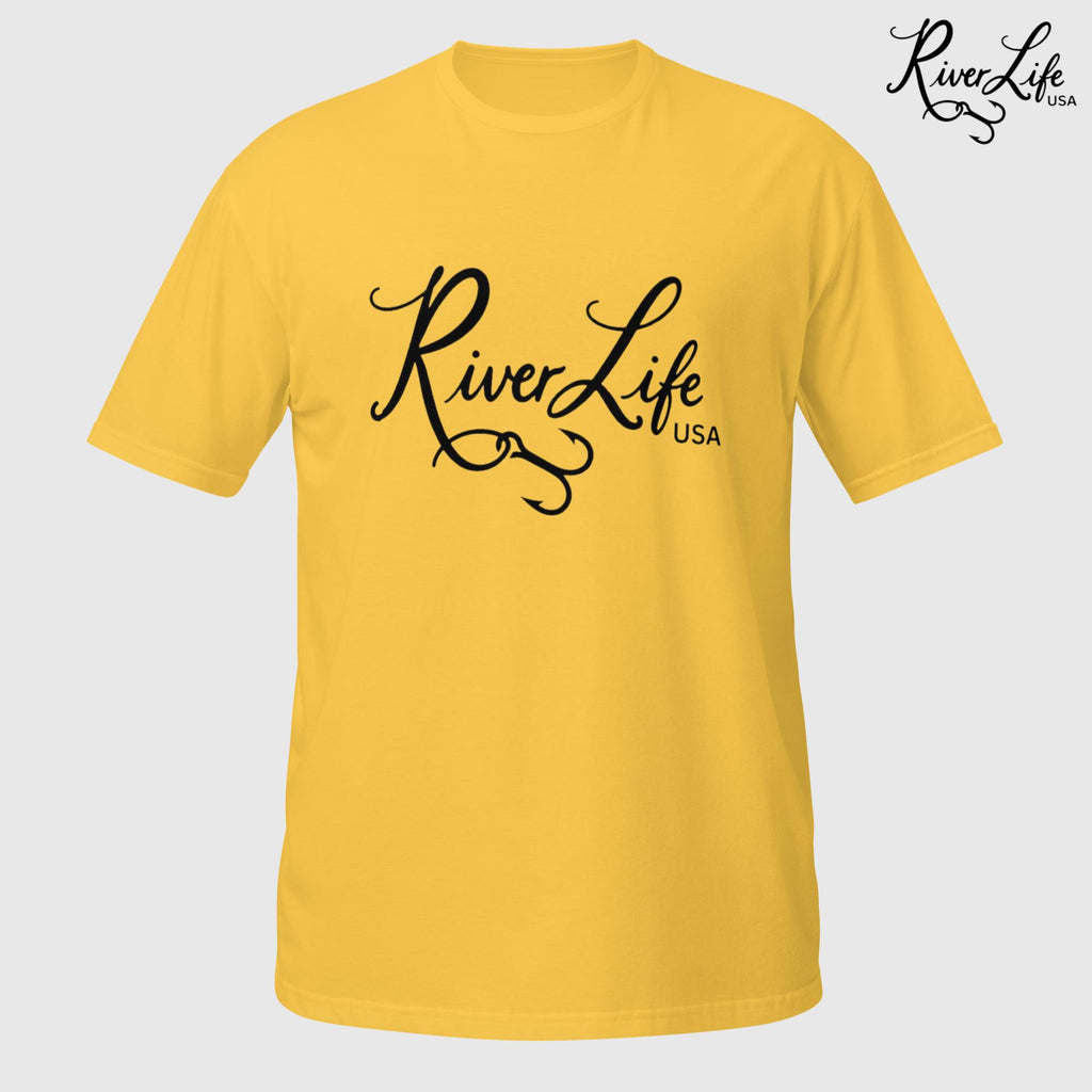 River Life USA Script Logo (black print) | Short-Sleeve Unisex T-Shirt-Daisy-River Life USA