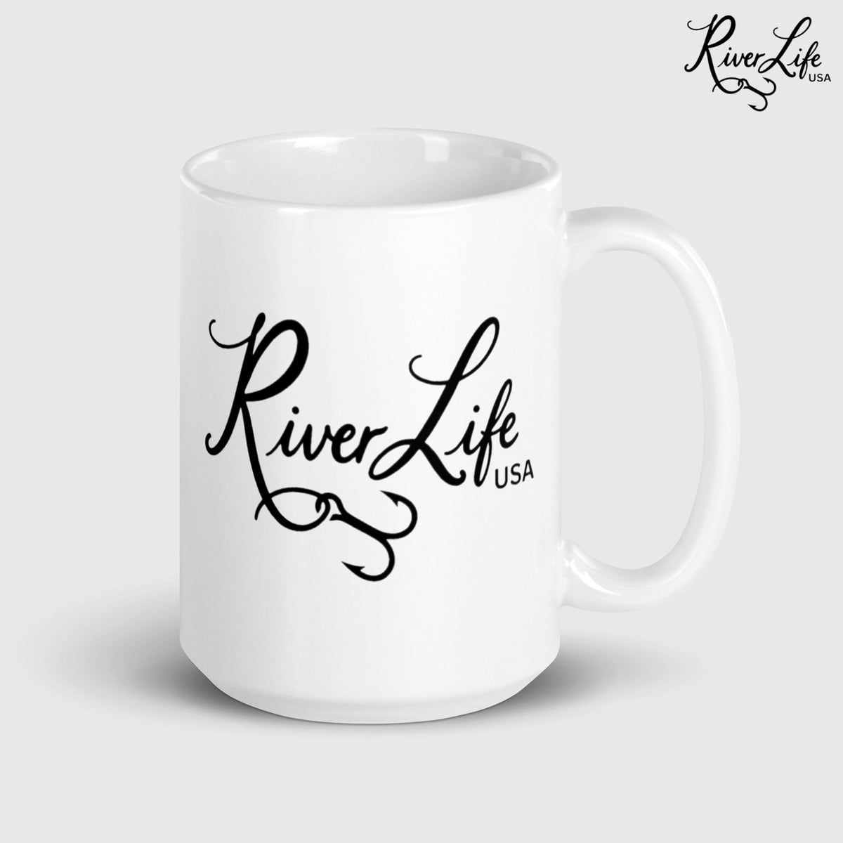 River Life USA Script Logo | Ceramic Coffee Mug-11 oz-River Life USA