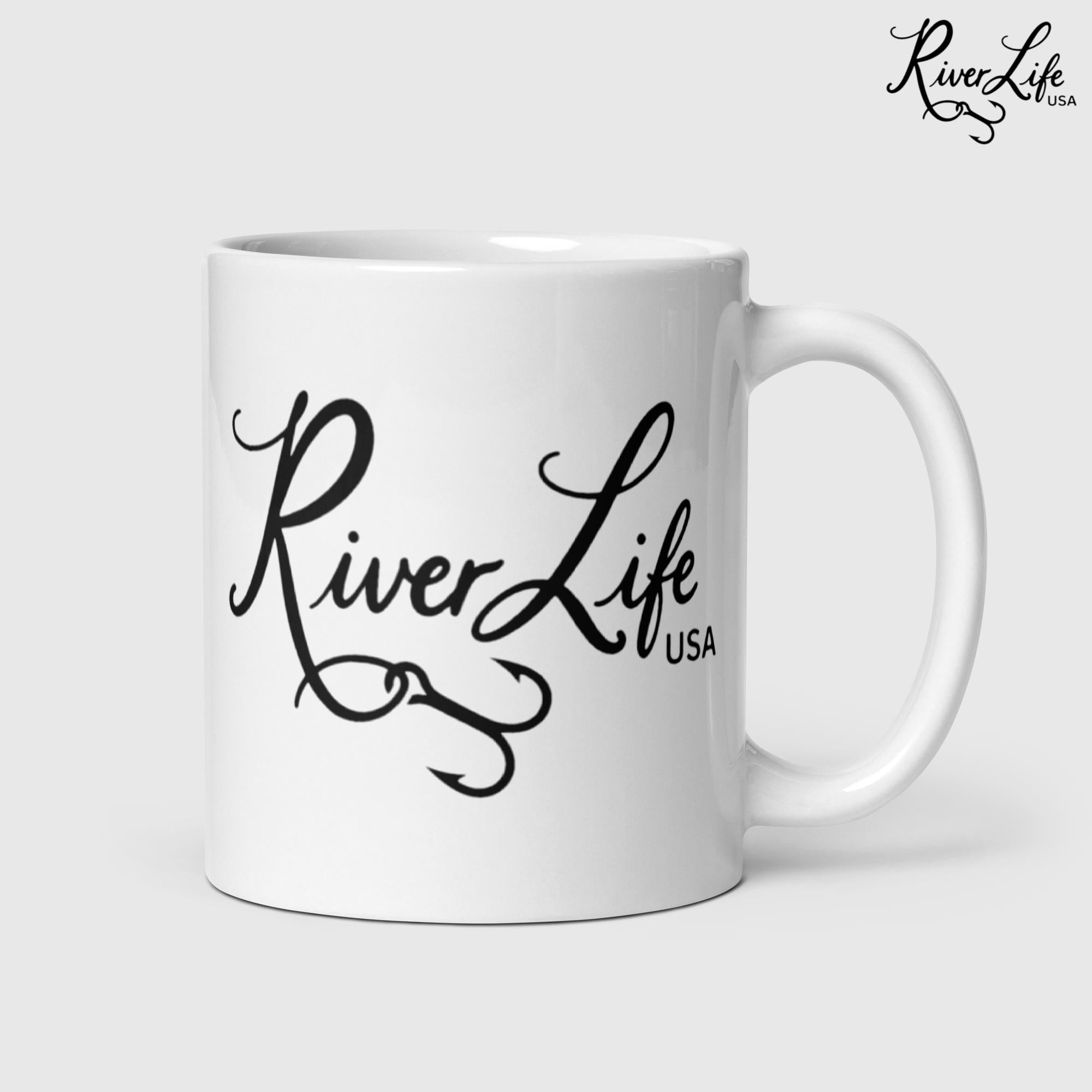 River Life USA Script Logo | Ceramic Coffee Mug-20 oz-River Life USA