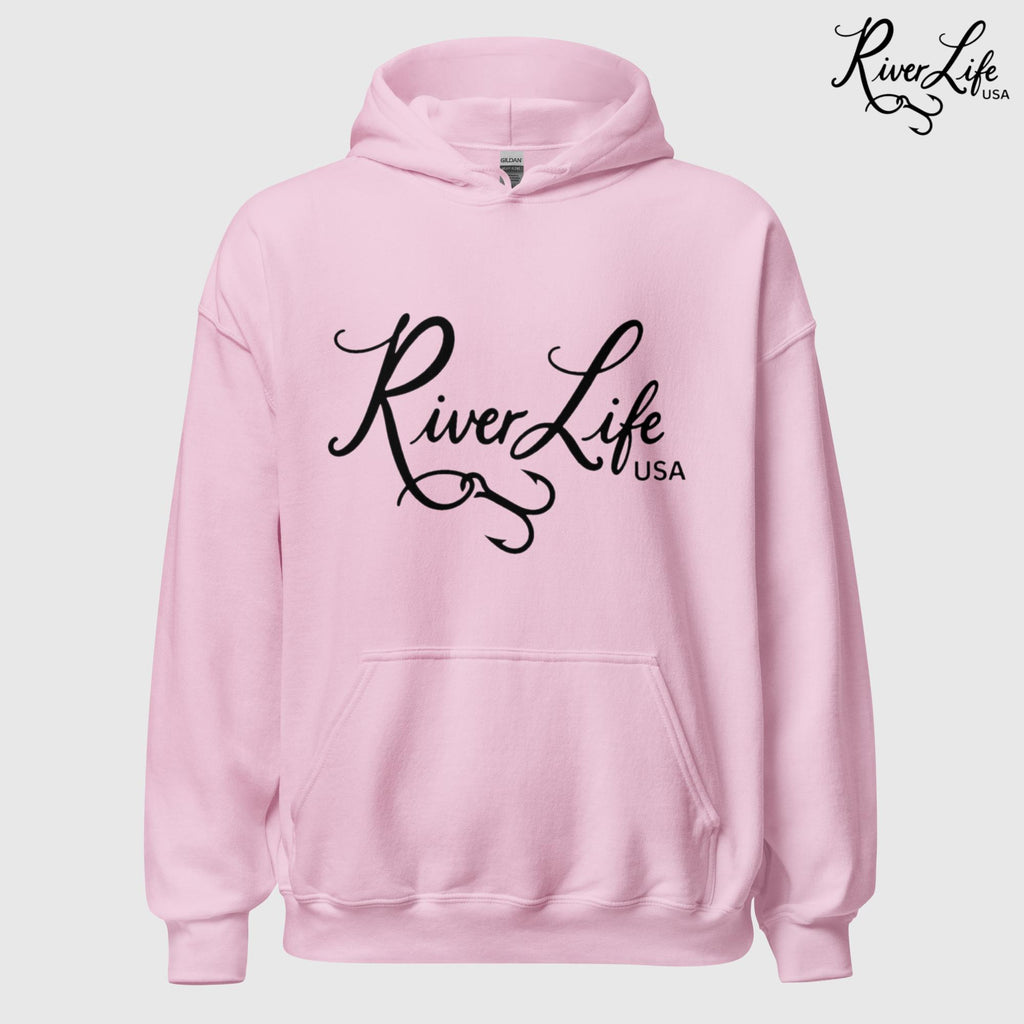 River Life USA Script Logo | Unisex Pullover Hoodie-Pink-River Life USA