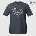 River Life USA Script Logo (white print) | Short-Sleeve Unisex T-Shirt-Heather Navy-River Life USA