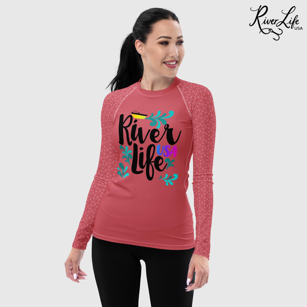 River Life USA Yellow Boat | Women's Rash Guard-XS-River Life USA
