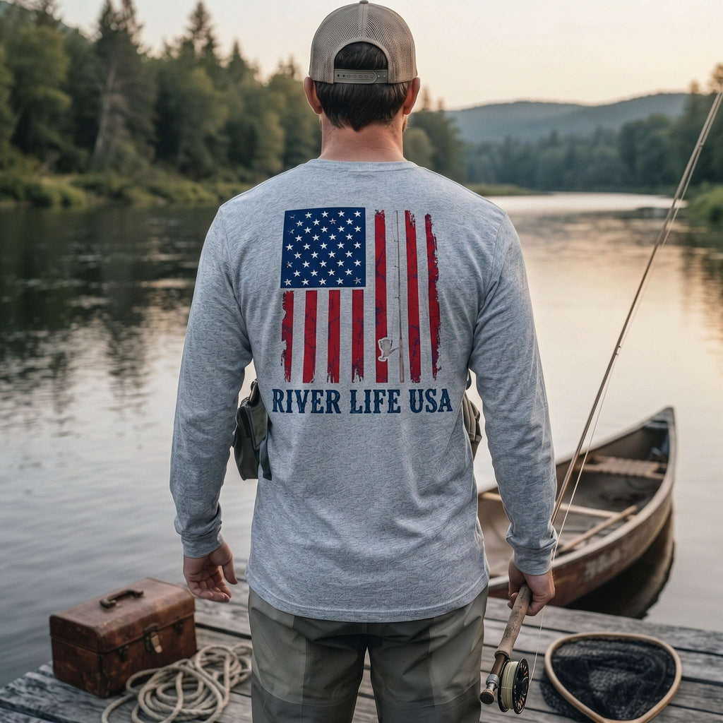 River Patriot - Vertical Flag | Long-Sleeve Unisex T-Shirt