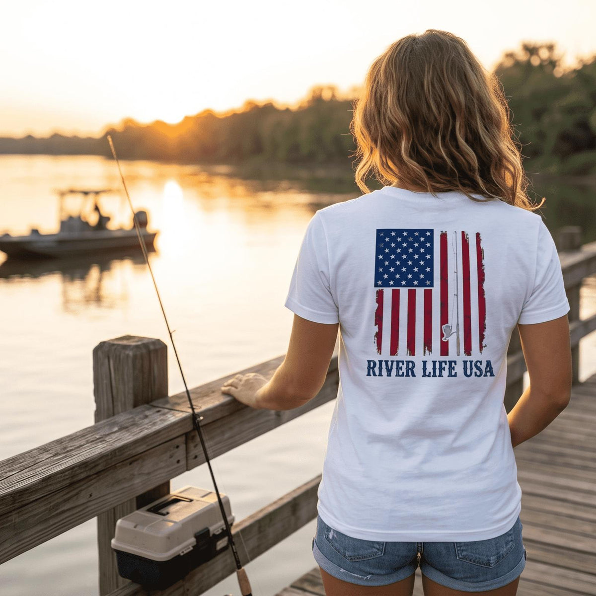 River Patriot - Vertical Flag | Short-Sleeve Unisex T-Shirt