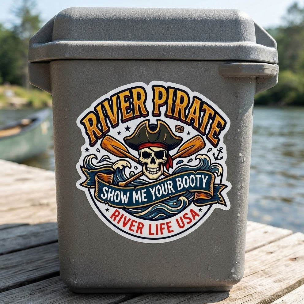 River Pirate - Show Me Your Booty | Kiss-cut Vinyl Decals-3″×4″-River Life USA