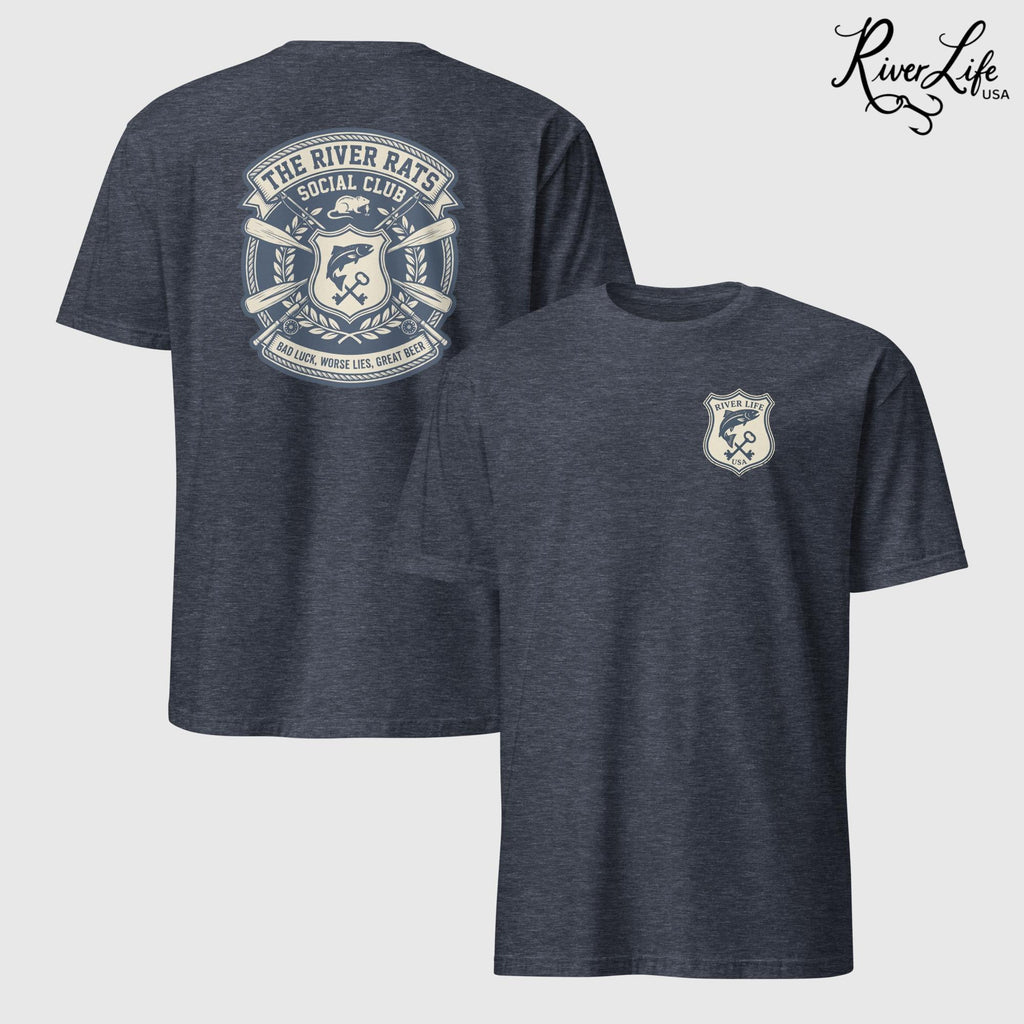 River Rats Social Club | Short-Sleeve Unisex T-Shirt-Heather Navy-River Life USA