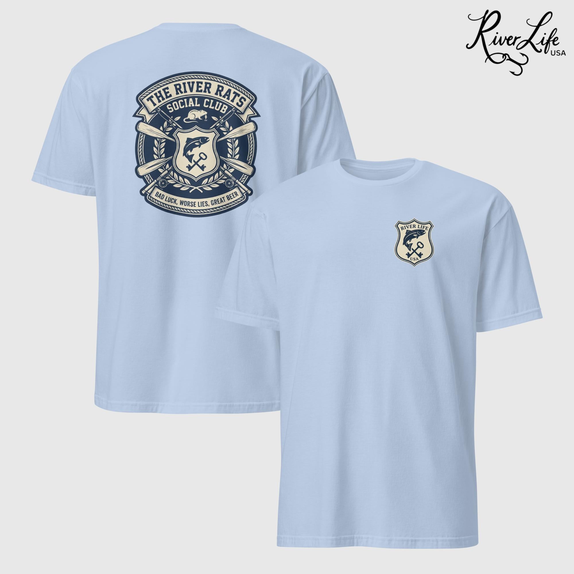 River Rats Social Club | Short-Sleeve Unisex T-Shirt-Light Blue-River Life USA