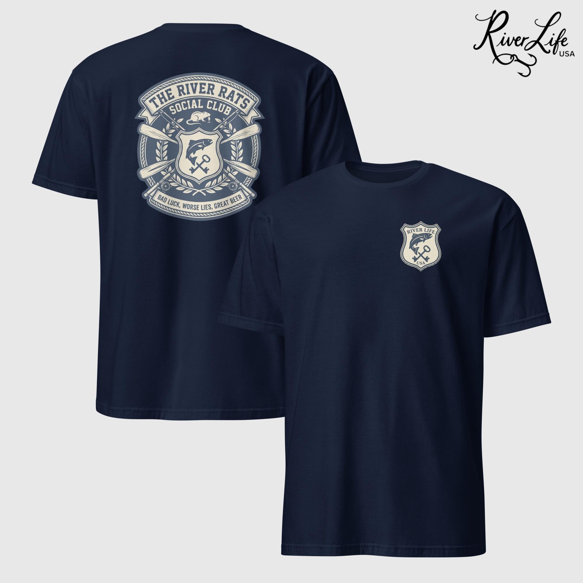 River Rats Social Club | Short-Sleeve Unisex T-Shirt-Navy-River Life USA