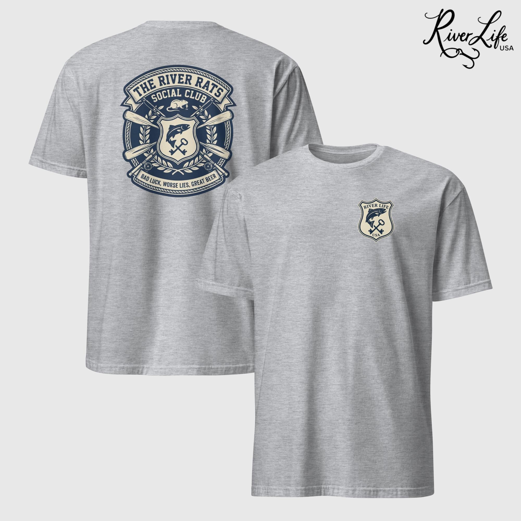 River Rats Social Club | Short-Sleeve Unisex T-Shirt-Sport Grey-River Life USA