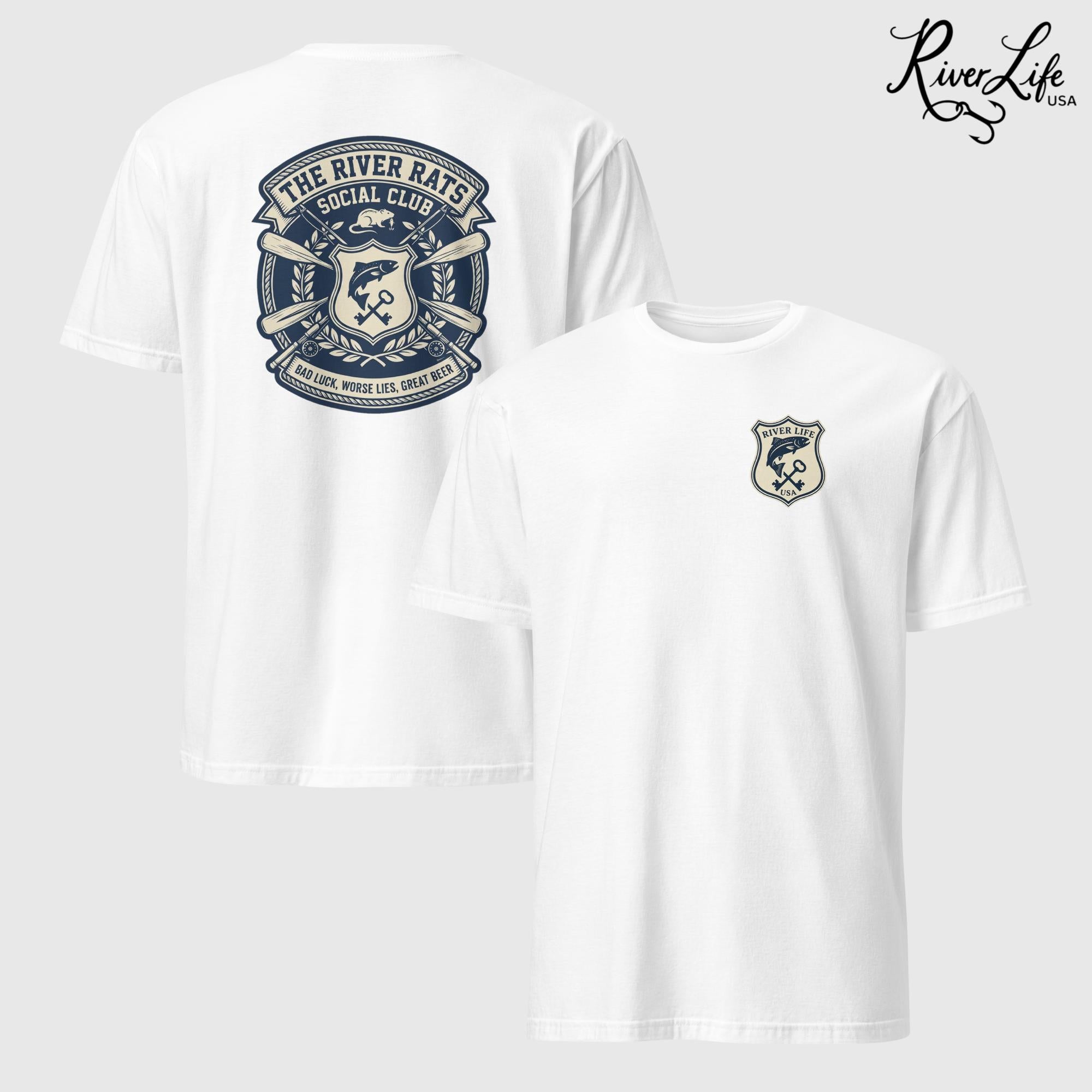 River Rats Social Club | Short-Sleeve Unisex T-Shirt-White-River Life USA