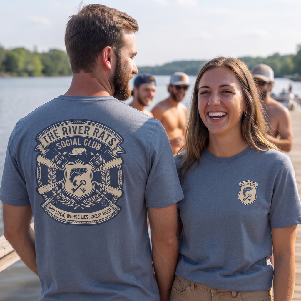 River Rats Social Club | Short-Sleeve Unisex T-Shirt-Heather Indigo-River Life USA