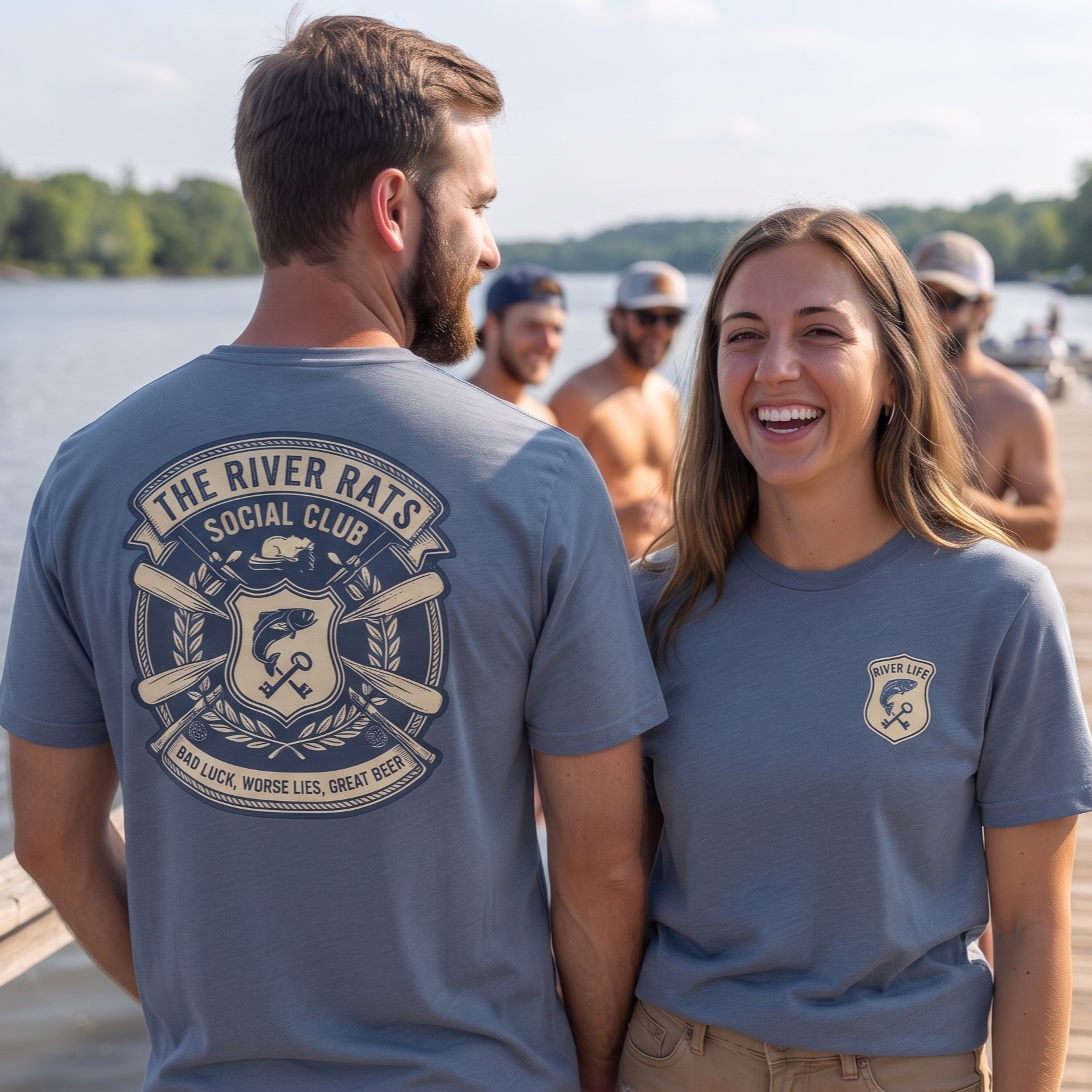 River Rats Social Club | Short-Sleeve Unisex T-Shirt-Heather Indigo-River Life USA