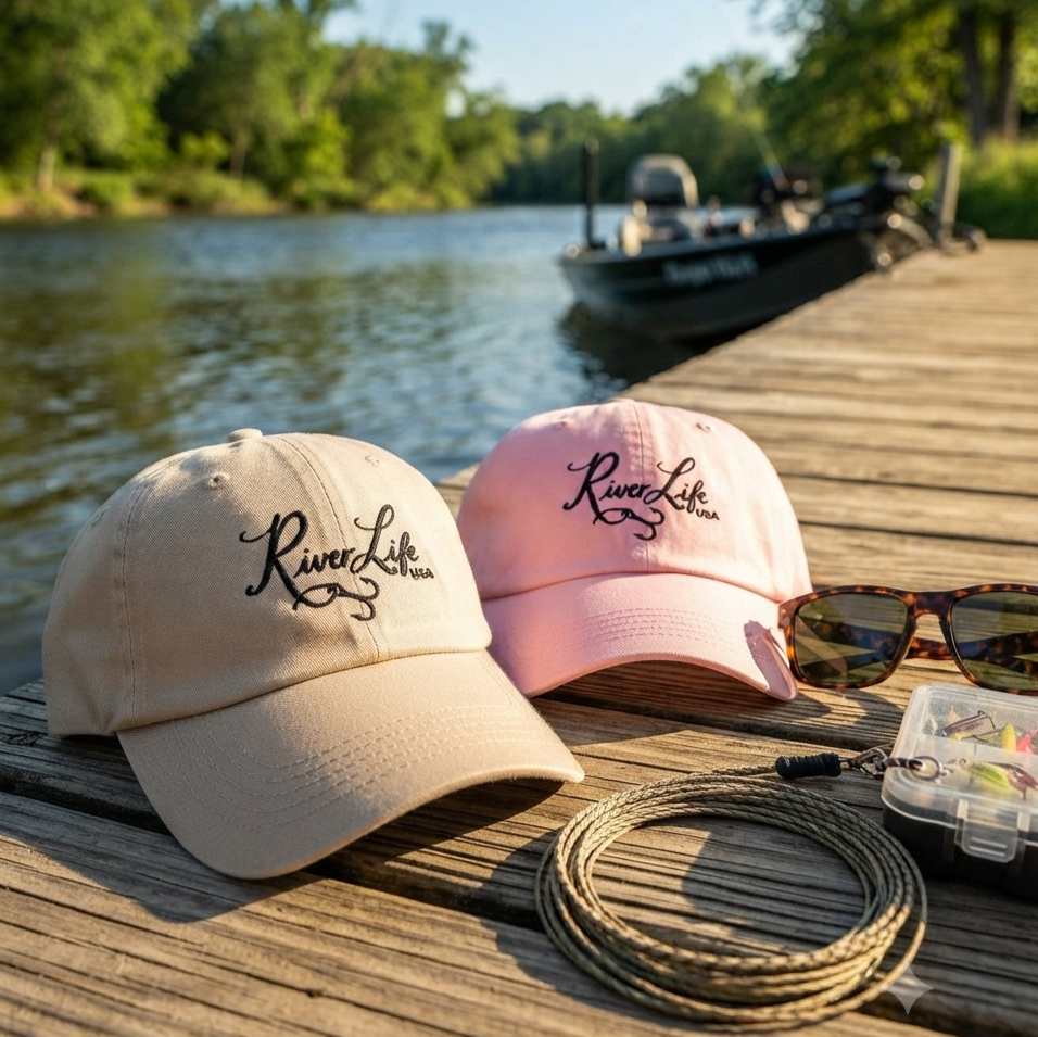 Script Logo (black embroidery) | Adjustable Dad hat-Pink-River Life USA