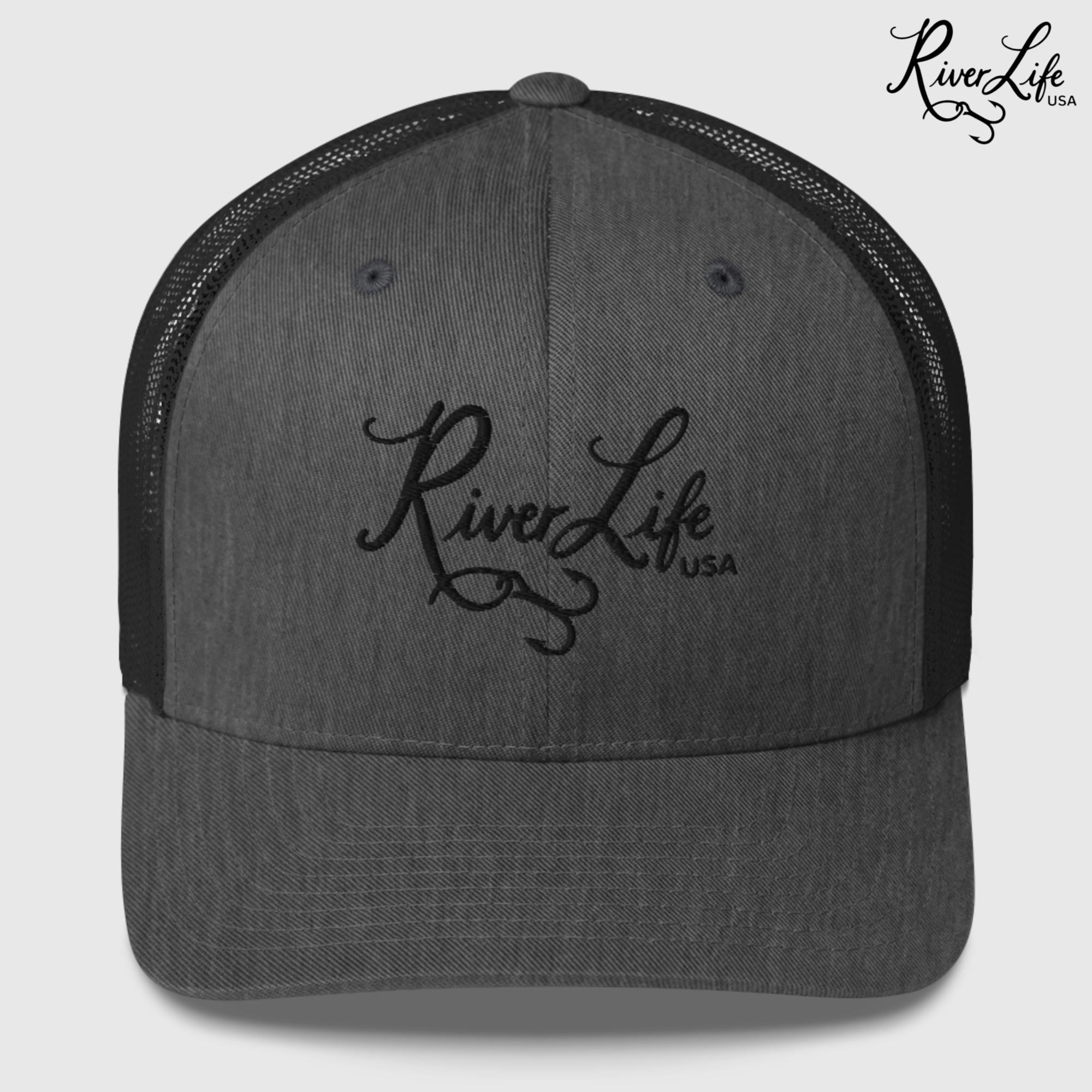 Script Logo (embroidered) | Snapback Trucker Cap-Dark Heather Gray-River Life USA