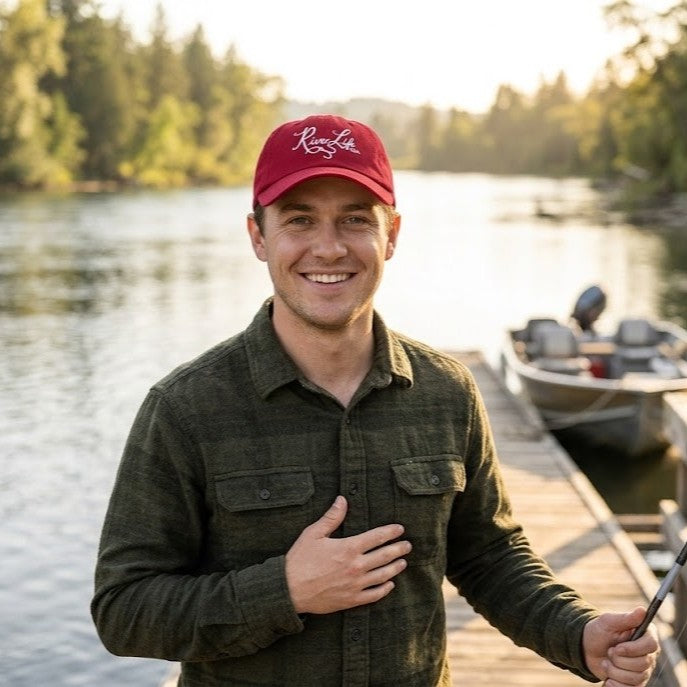 Script Logo (white embroidery) | Adjustable Dad Hat-Cranberry-River Life USA