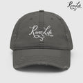 Script Logo (white embroidery) | Adjustable Distressed Dad Hat-Charcoal Grey-River Life USA