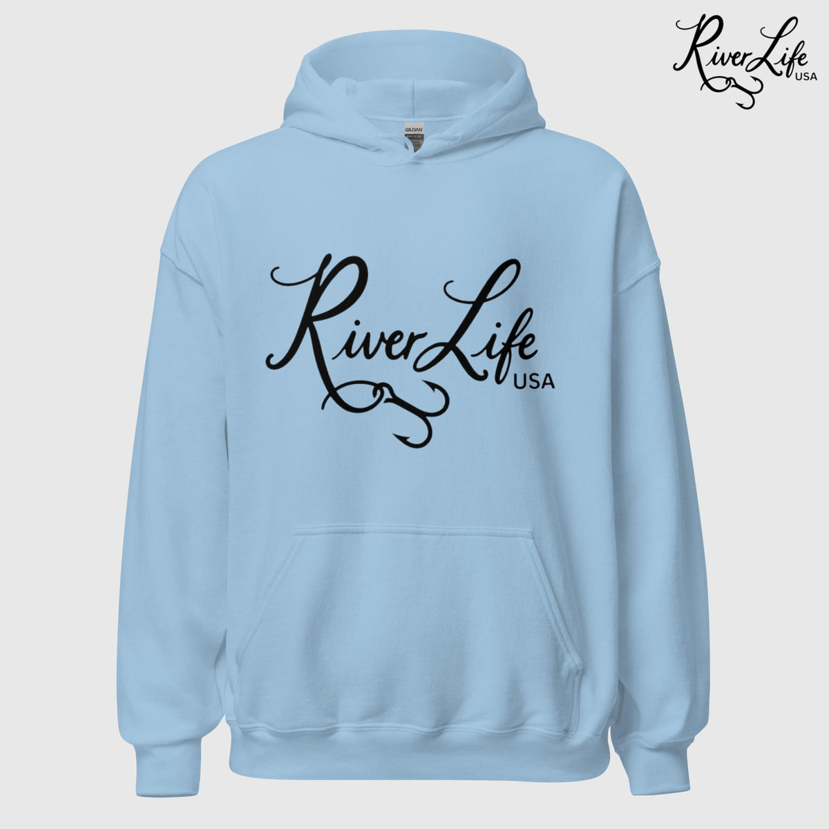 Signature | Unisex Pullover Hoodie-Light Blue-River Life USA