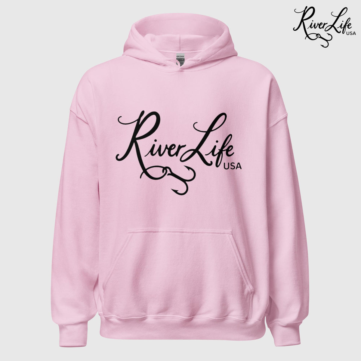 Signature | Unisex Pullover Hoodie-Pink-River Life USA