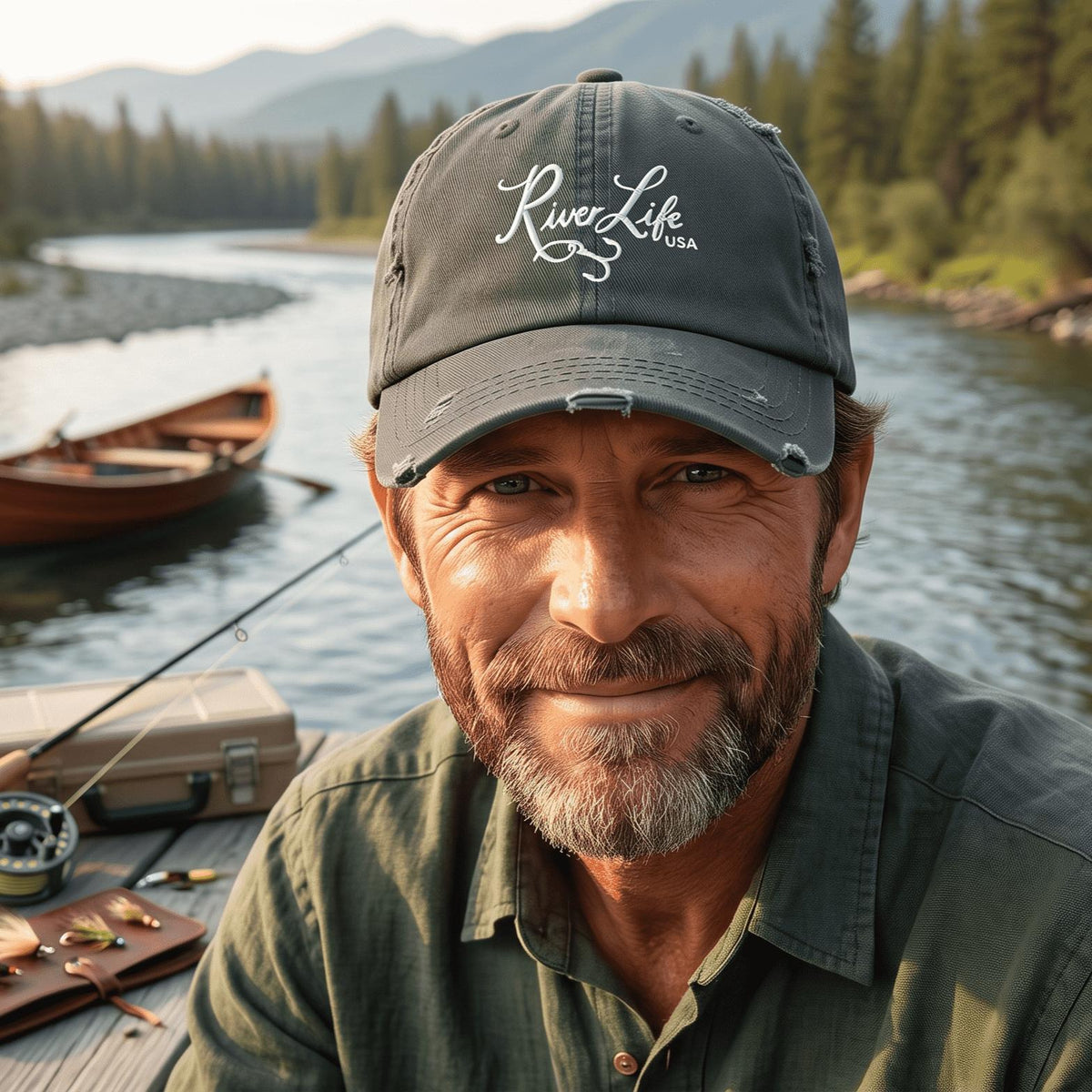 Signature (white embroidery) | Adjustable Distressed Dad Hat