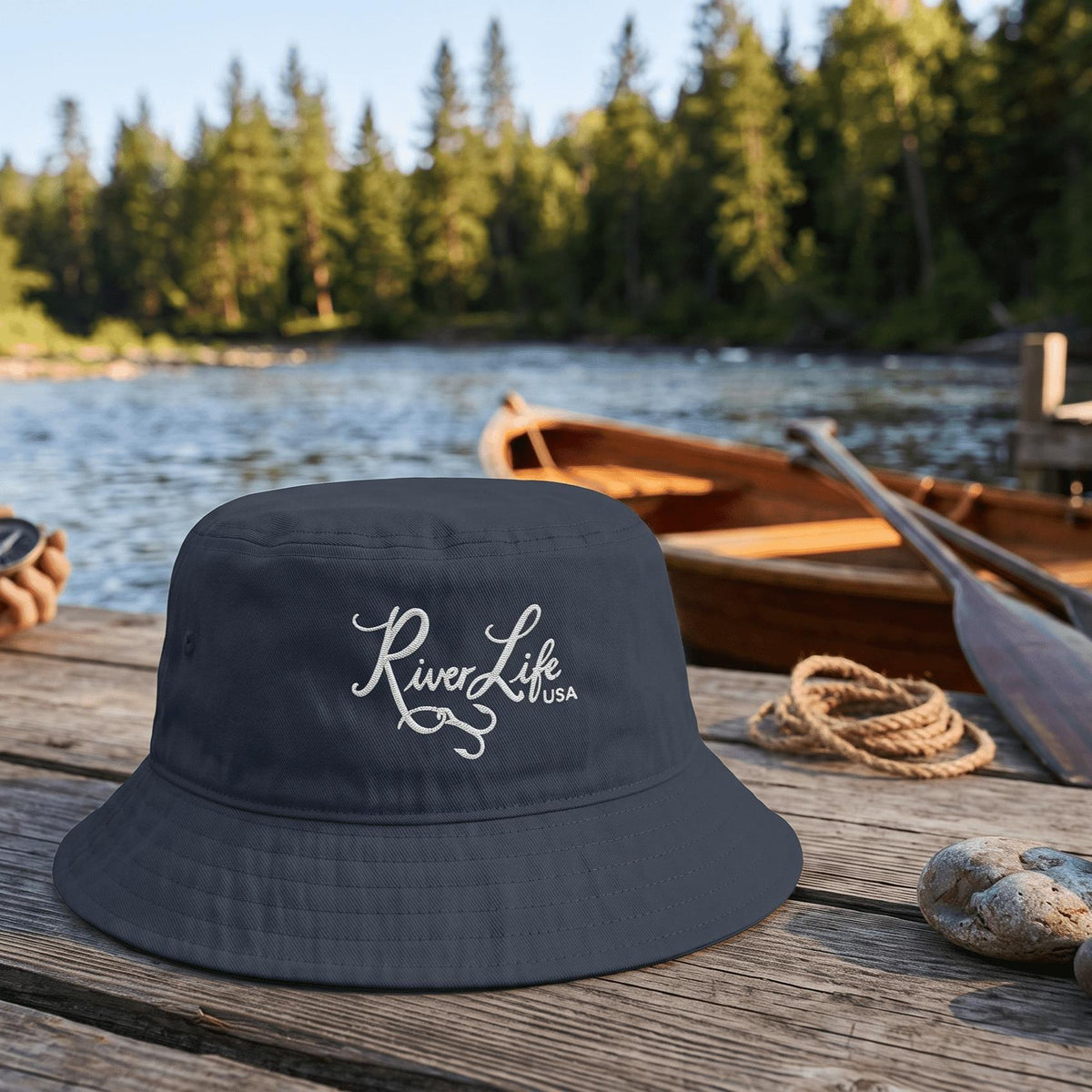Signature (white embroidery) | Bucket Hat