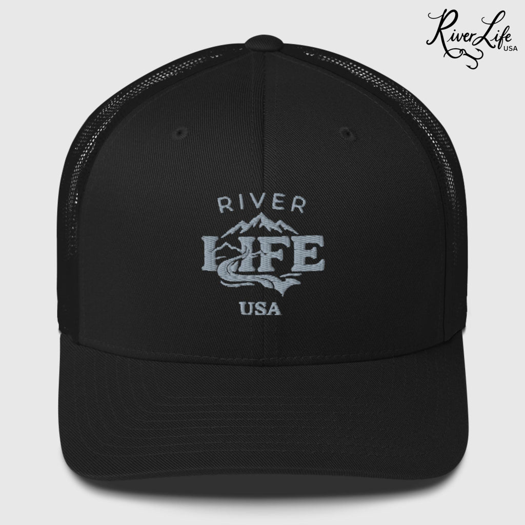 Spectrum (embroidered) | Snapback Trucker Cap-Black-River Life USA