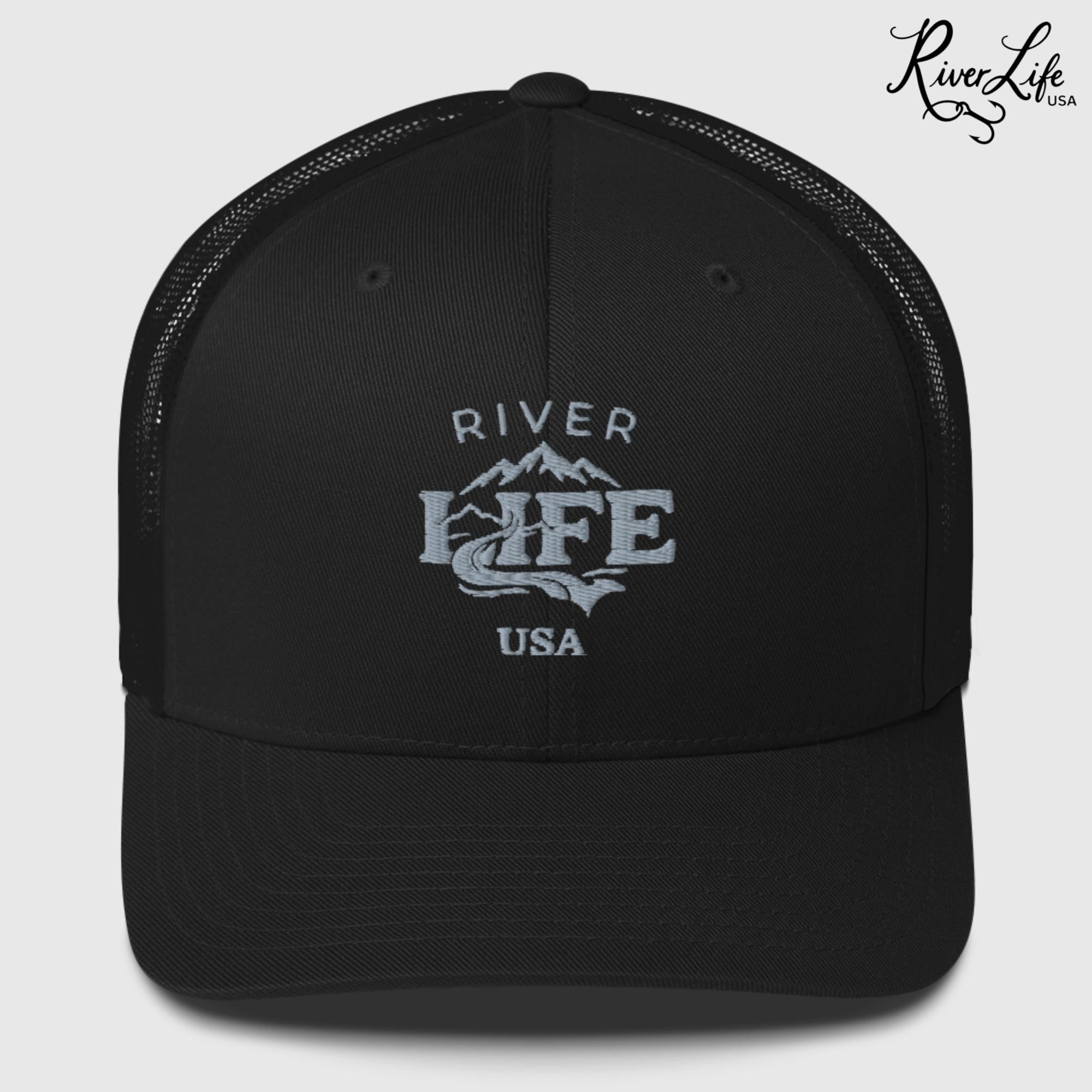 Spectrum (embroidered) | Snapback Trucker Cap-Black-River Life USA