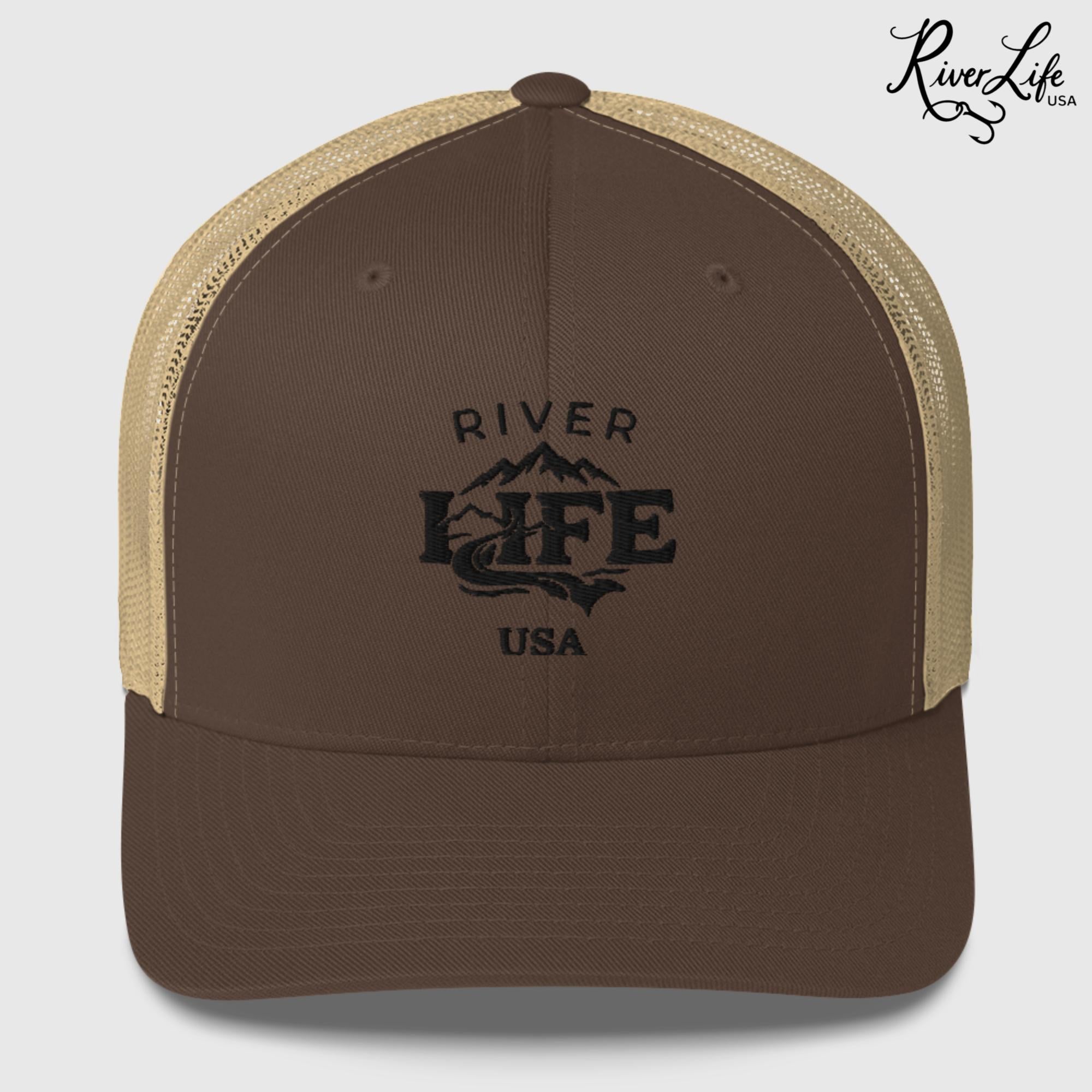 Spectrum (embroidered) | Snapback Trucker Cap-Brown/ Khaki-River Life USA