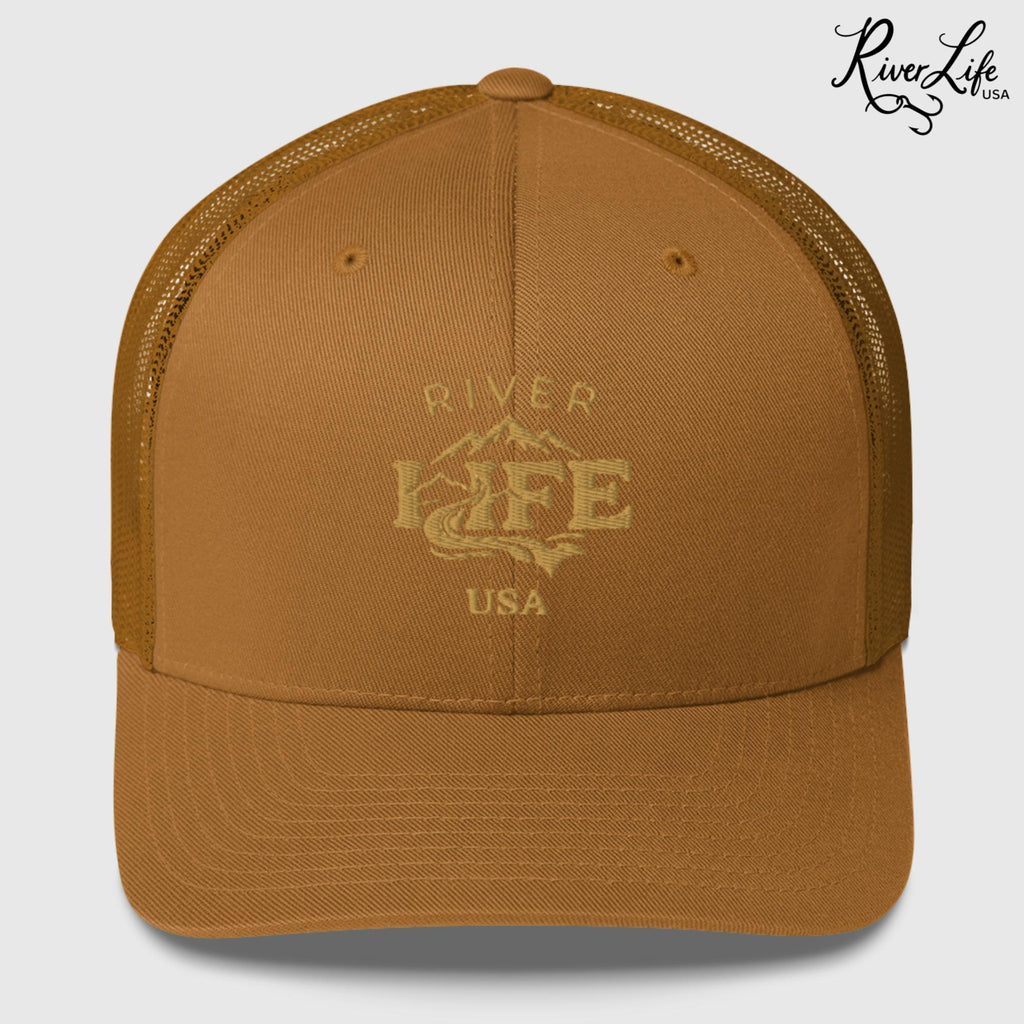 Spectrum (embroidered) | Snapback Trucker Cap-Caramel-River Life USA